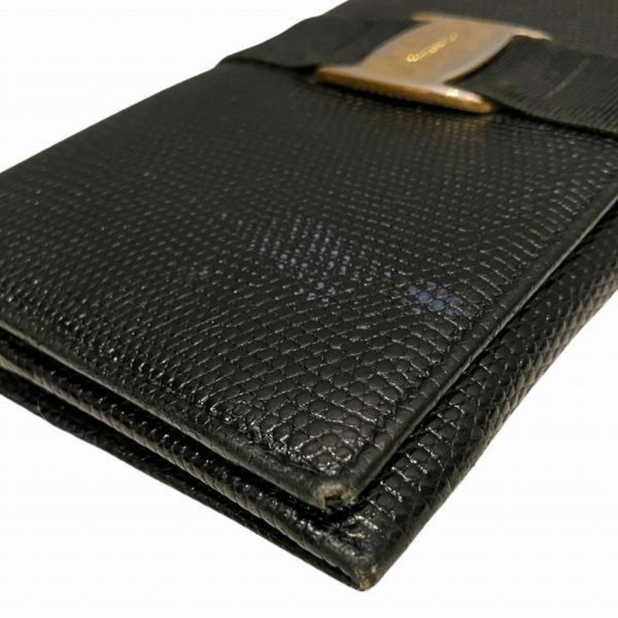 Salvatore Ferragamo Ferragamo Vara E-223059 Leather Long Wallet Bi-fold for Women