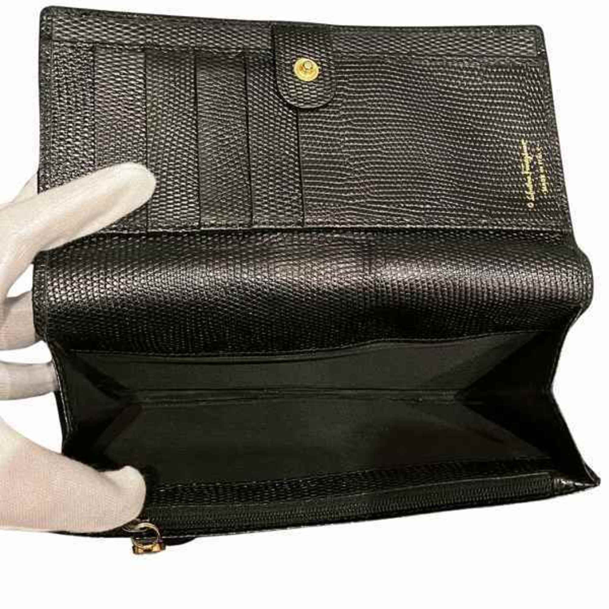 Salvatore Ferragamo Ferragamo Vara E-223059 Leather Long Wallet Bi-fold for Women