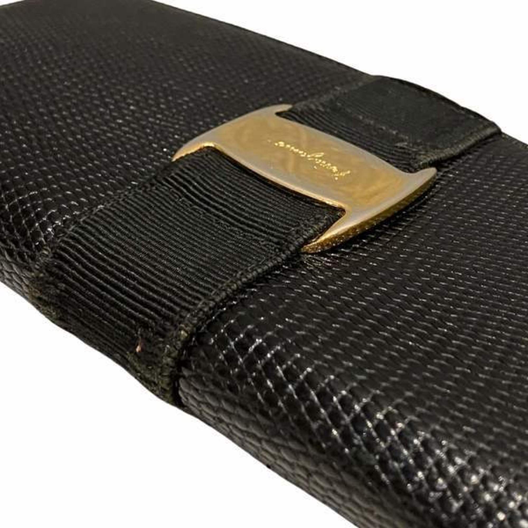 Salvatore Ferragamo Ferragamo Vara E-223059 Leather Long Wallet Bi-fold for Women