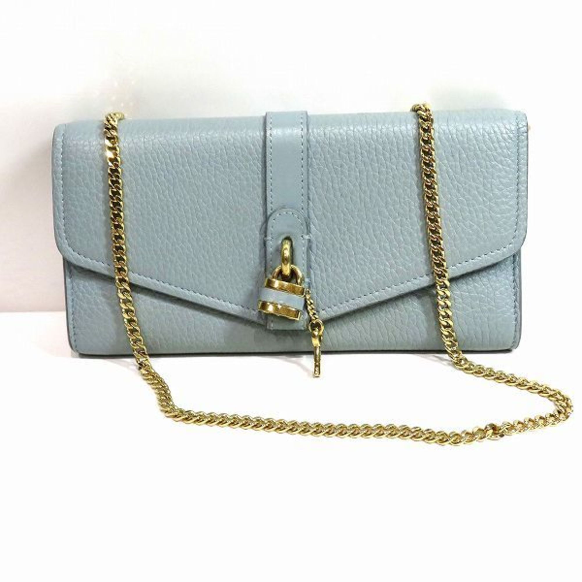 Chloé Chloe Abbey Light Green Leather Wallet Chain for Women