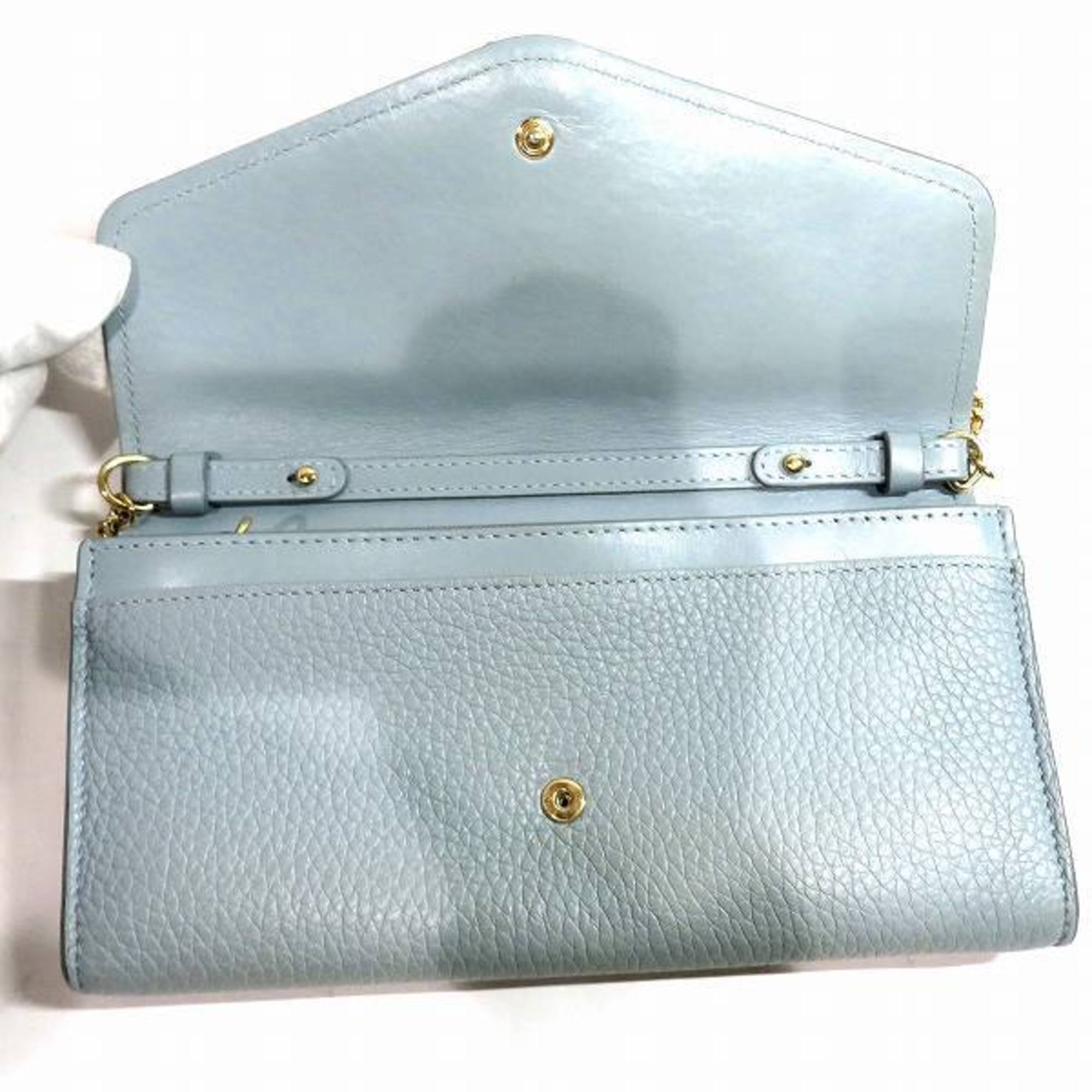 Chloé Chloe Abbey Light Green Leather Wallet Chain for Women