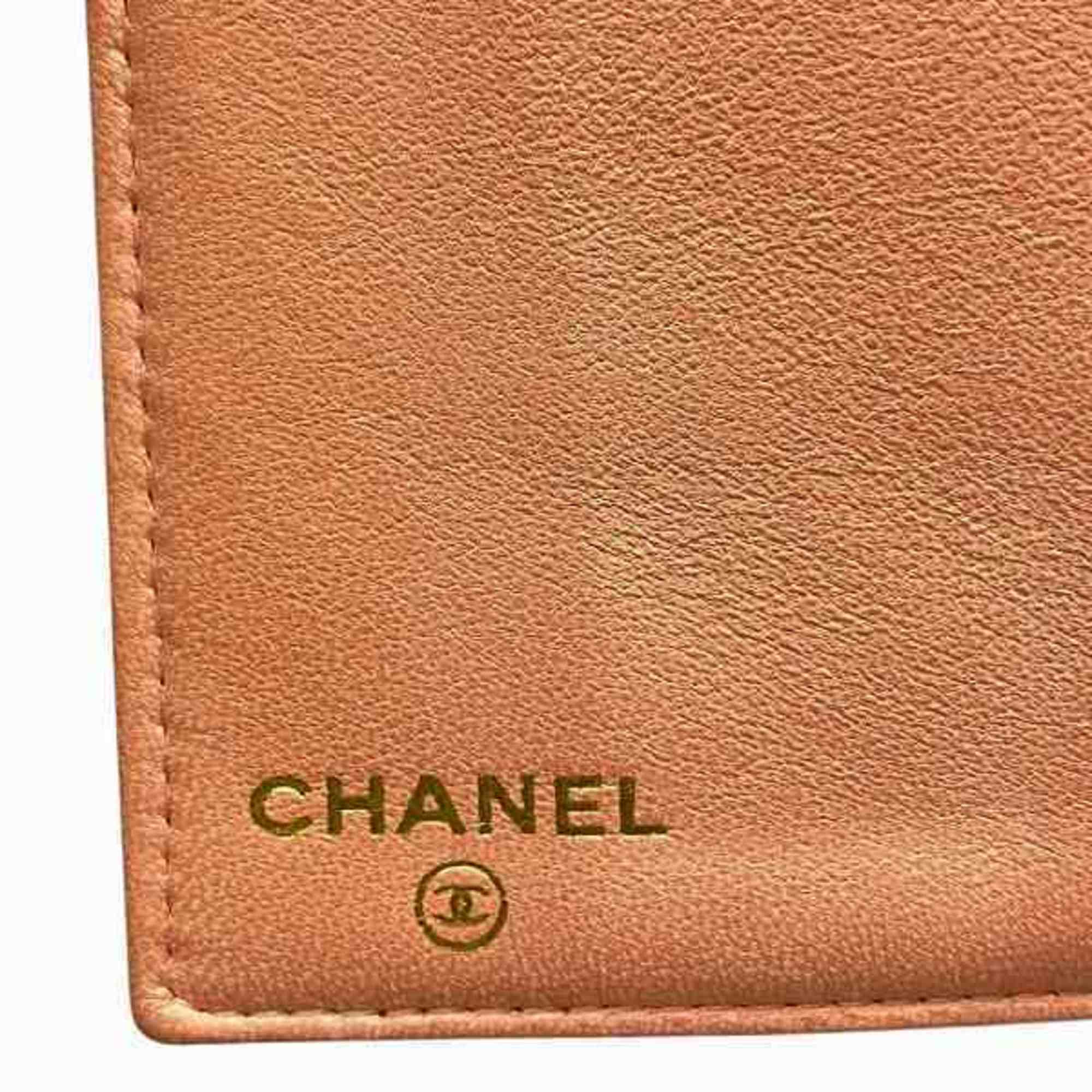 CHANEL A13498 Coco Mark Caviar Skin Long Wallet Bi-fold for Women