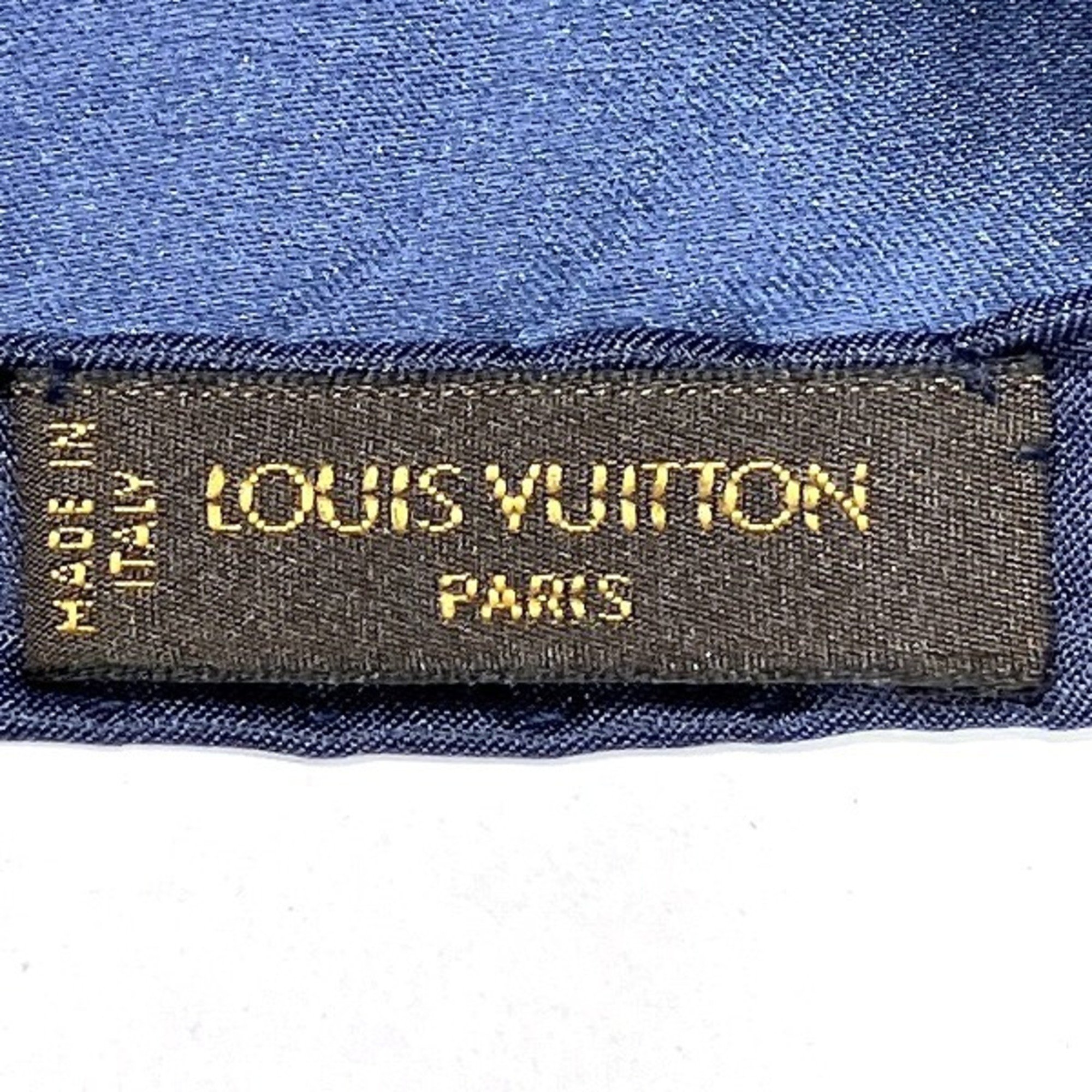 Louis Vuitton Monogram Silk Scarf Navy Accessories Women's