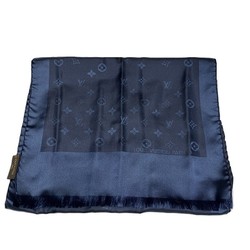 Louis Vuitton Monogram Silk Scarf Navy Accessories Women's