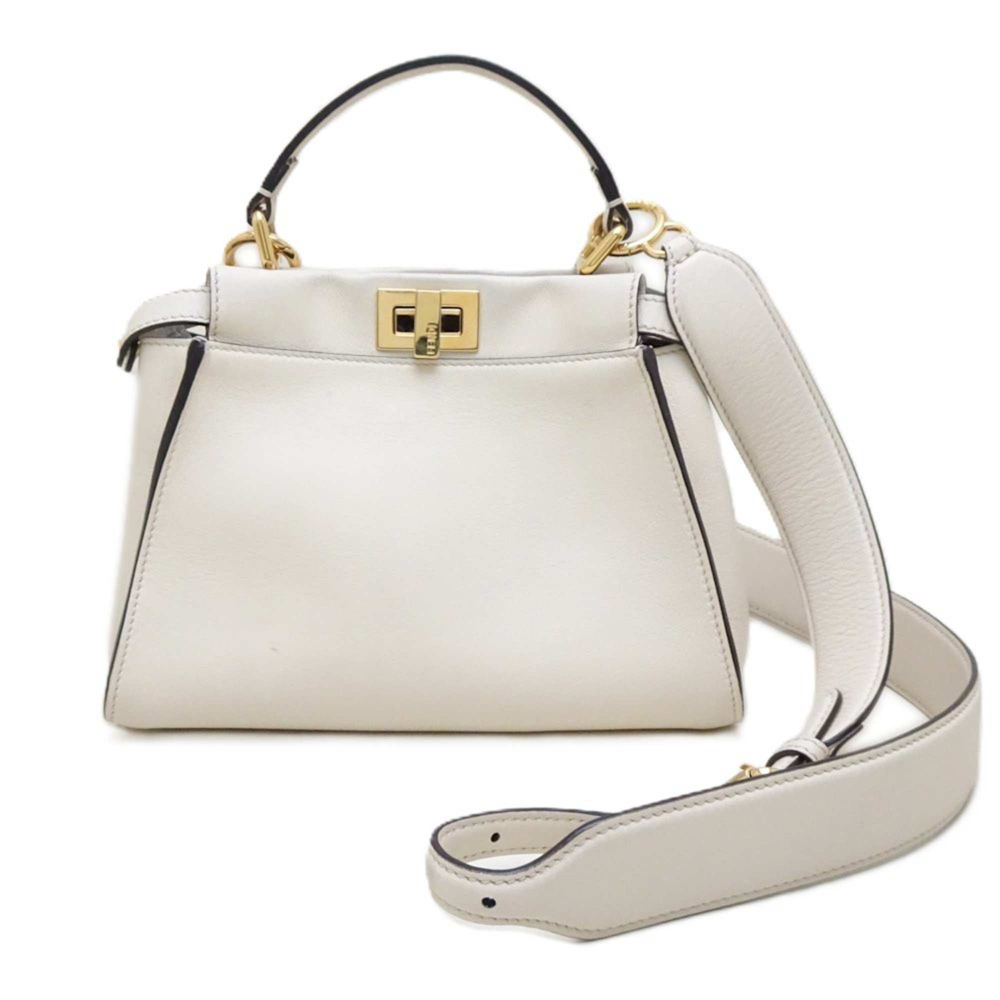 FENDI Peekaboo Small 8BN244 2 Way Bag Leather Ivory 351481 eLADY Globazone