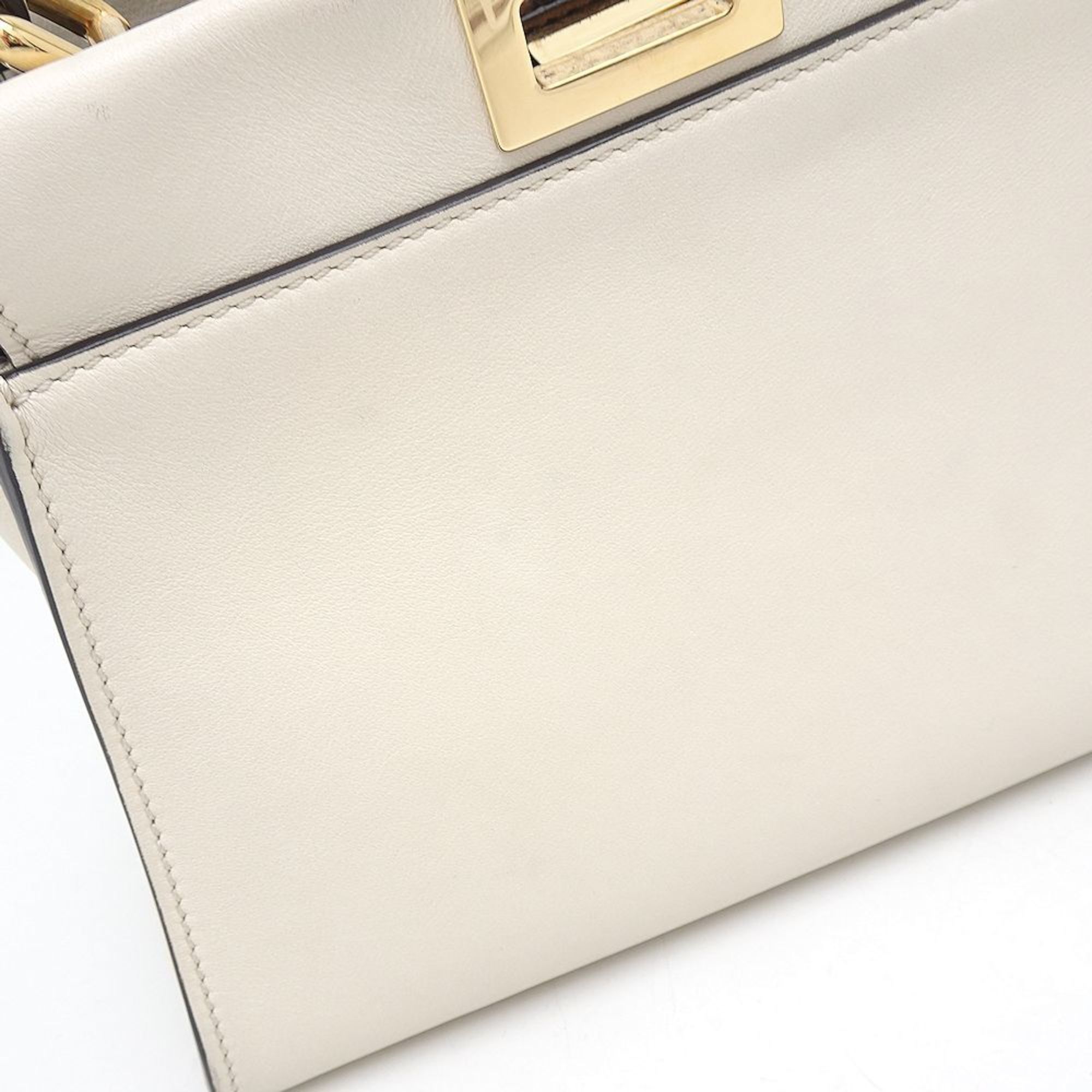 FENDI Peekaboo Small 8BN244 2-Way Bag Leather Ivory 351481