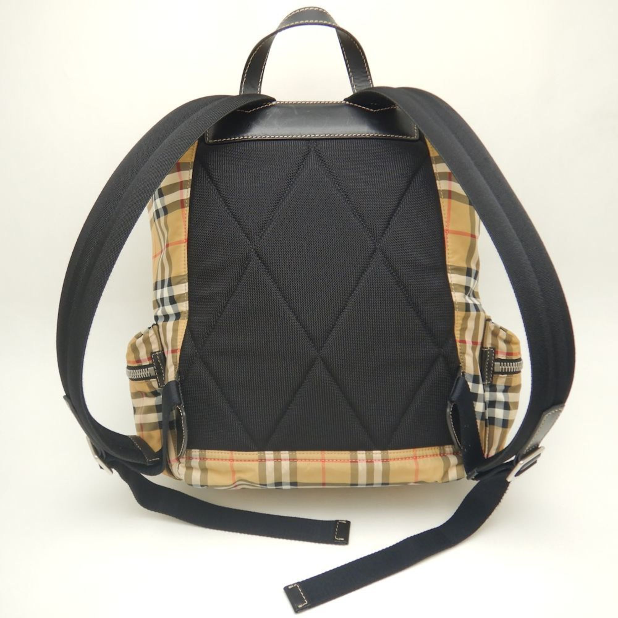 BURBERRY Backpack 8005141 Check Nylon x Leather Beige 251910