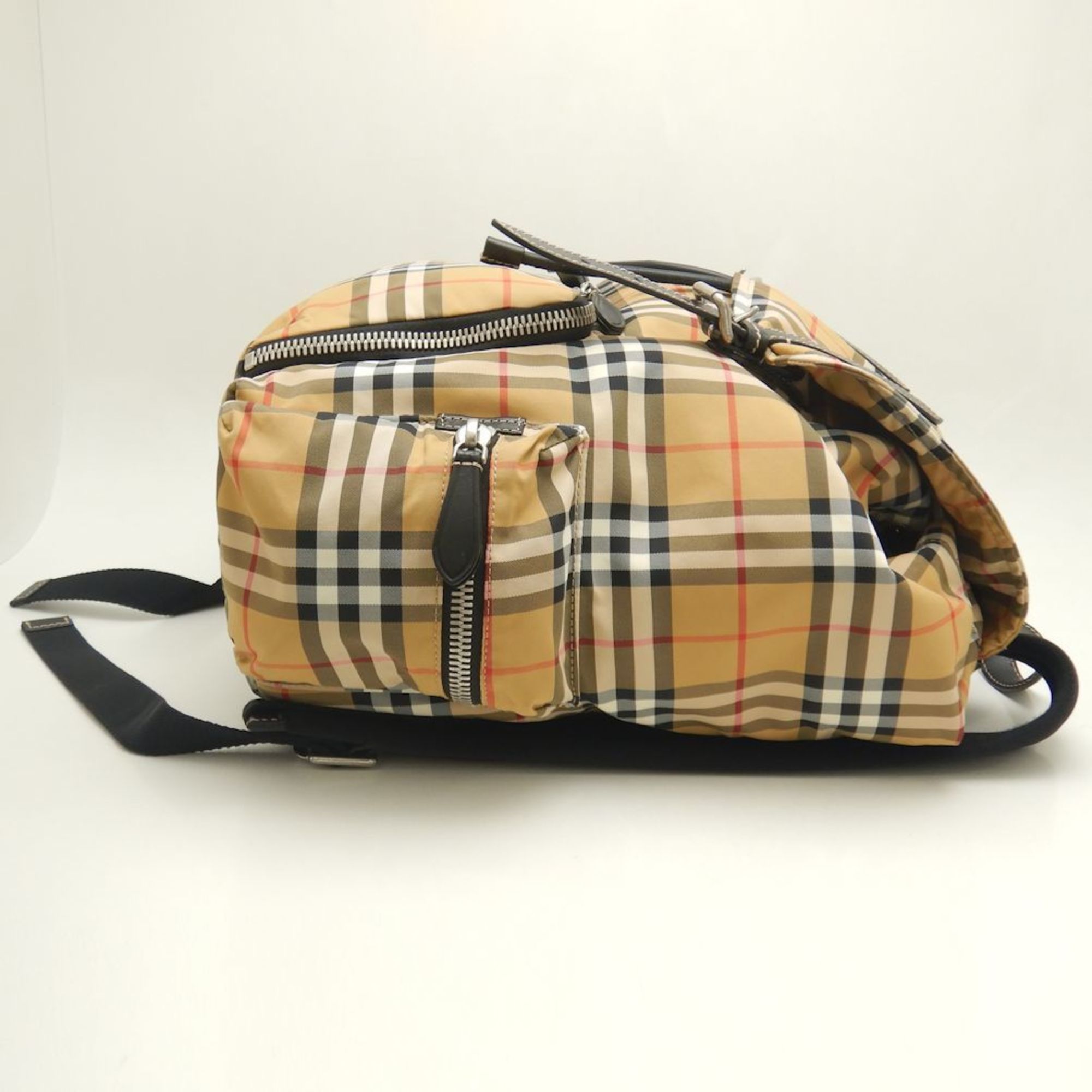 BURBERRY Backpack 8005141 Check Nylon x Leather Beige 251910