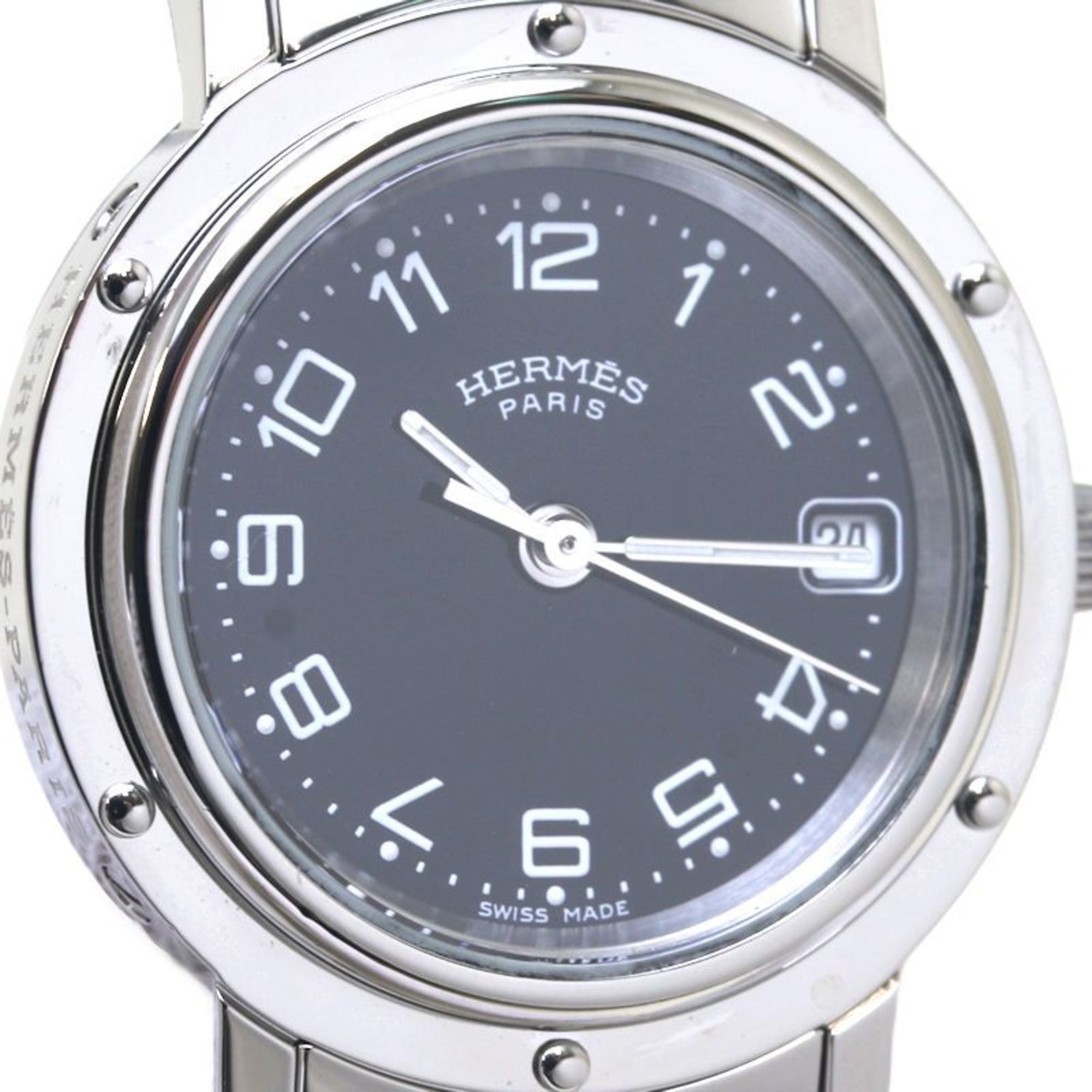 HERMES Clipper CL4.210.330 3758 Old Buckle Stainless Steel Ladies 130226 Watch