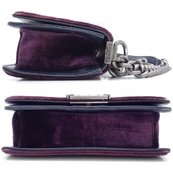 CHANEL Boy Chanel Shoulder Bag Velour Bordeaux 351489