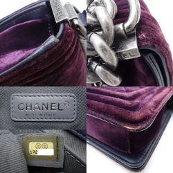 CHANEL Boy Chanel Shoulder Bag Velour Bordeaux 351489