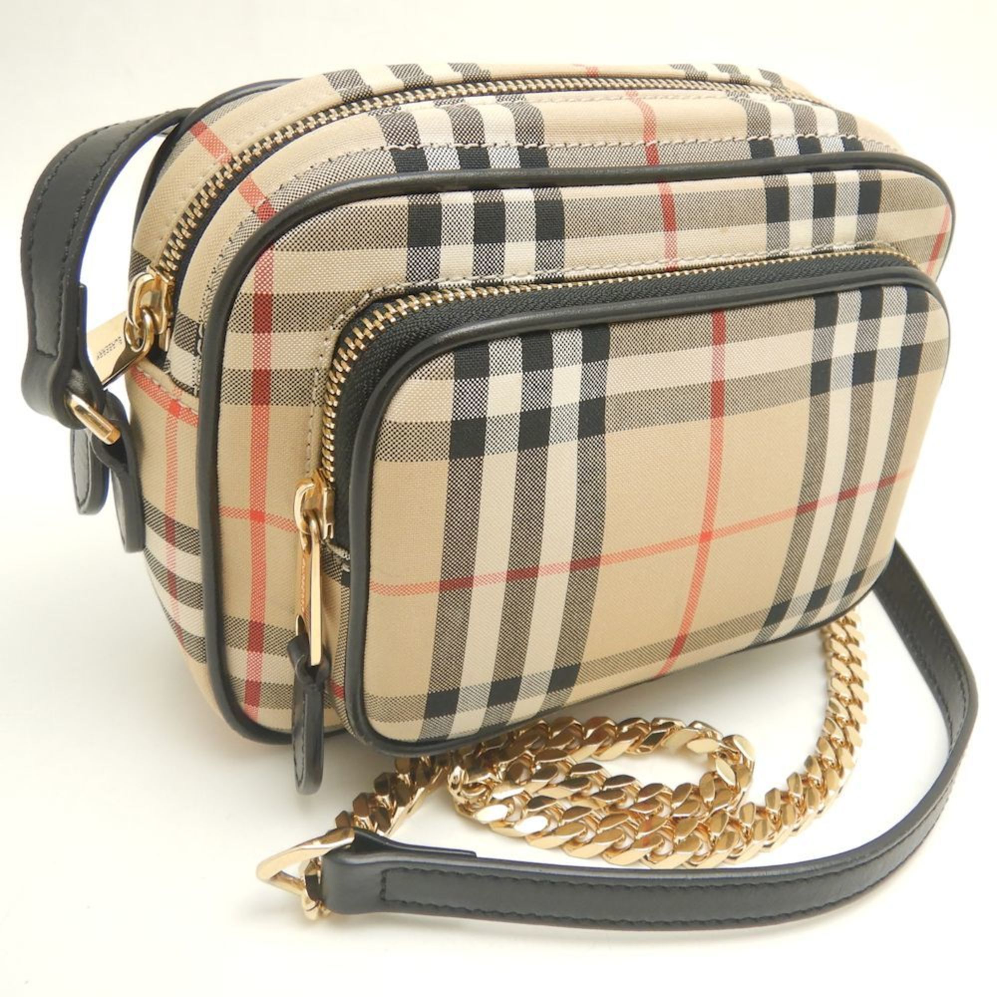 BURBERRY SM Camera Bag 8015946 Shoulder Check Canvas x Leather Beige 251909