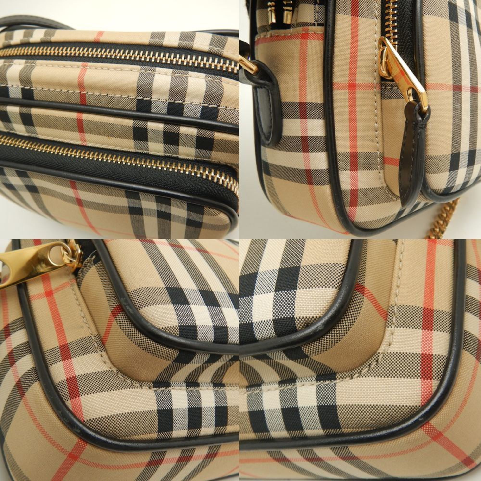 BURBERRY SM Camera Bag 8015946 Shoulder Check Canvas x Leather Beige 251909