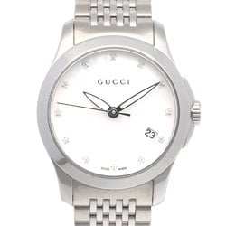 Gucci G Timeless Watch Stainless Steel 126.5 Quartz Ladies GUCCI White Shell 12P Diamond Overhauled