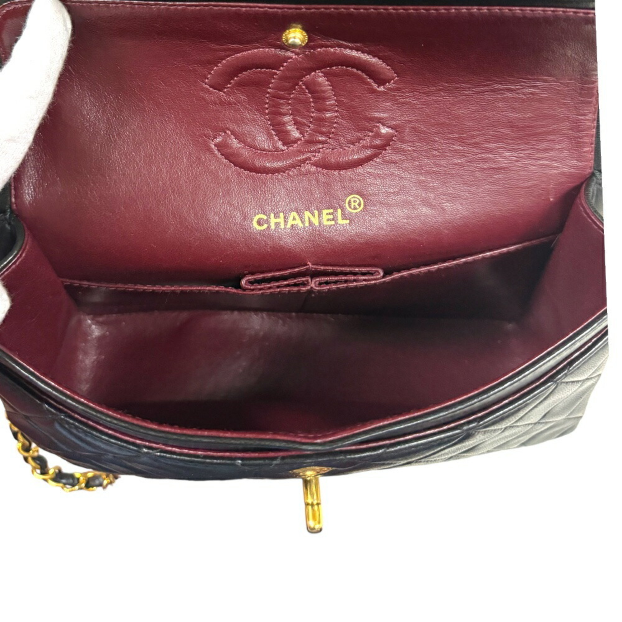 Chanel W Flap 23 Matelasse Shoulder Bag Lambskin A01113 Black Women's CHANEL Chain