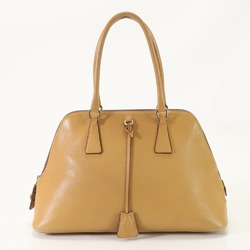 Prada Boston camel leather handbag tote shoulder bag ladies