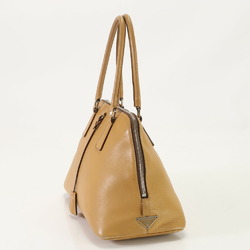 Prada Boston camel leather handbag tote shoulder bag ladies