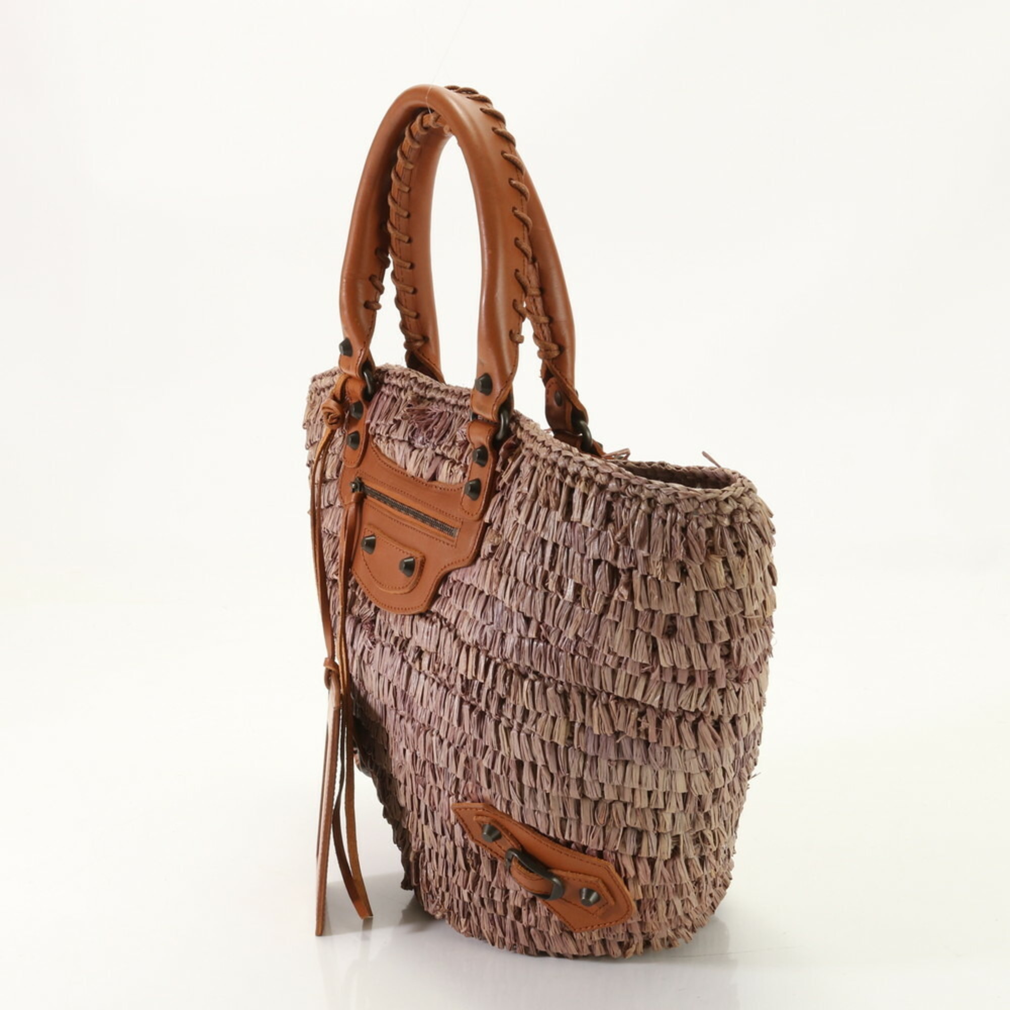 Balenciaga Raffia 515859 Leather Handbag Shoulder Hand EEY AL12-10