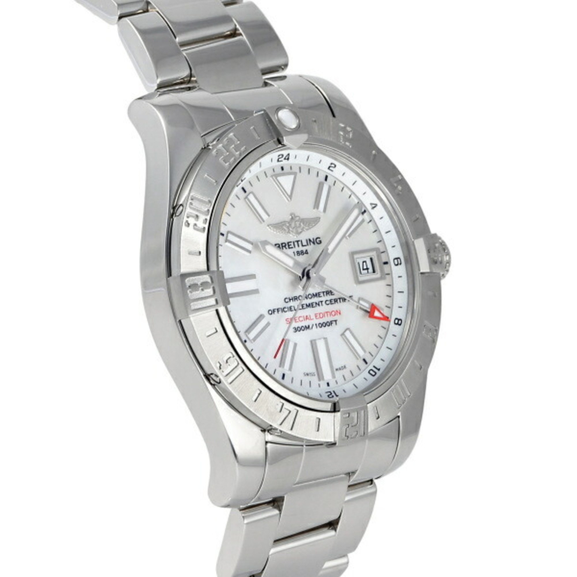 BREITLING Avenger II GMT Mother of Pearl Limited Edition A3239011 A809 White Dial Men's Watch