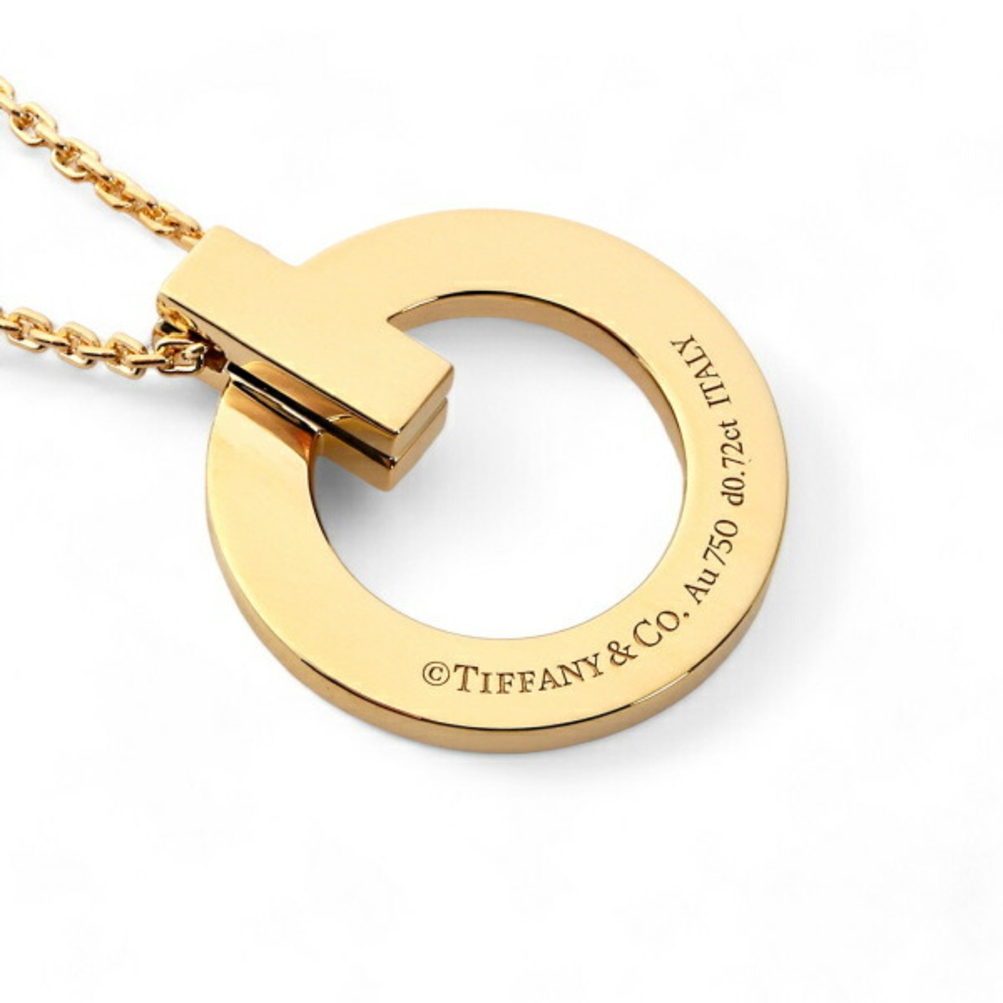 Tiffany T One Circle K18YG Yellow Gold Necklace