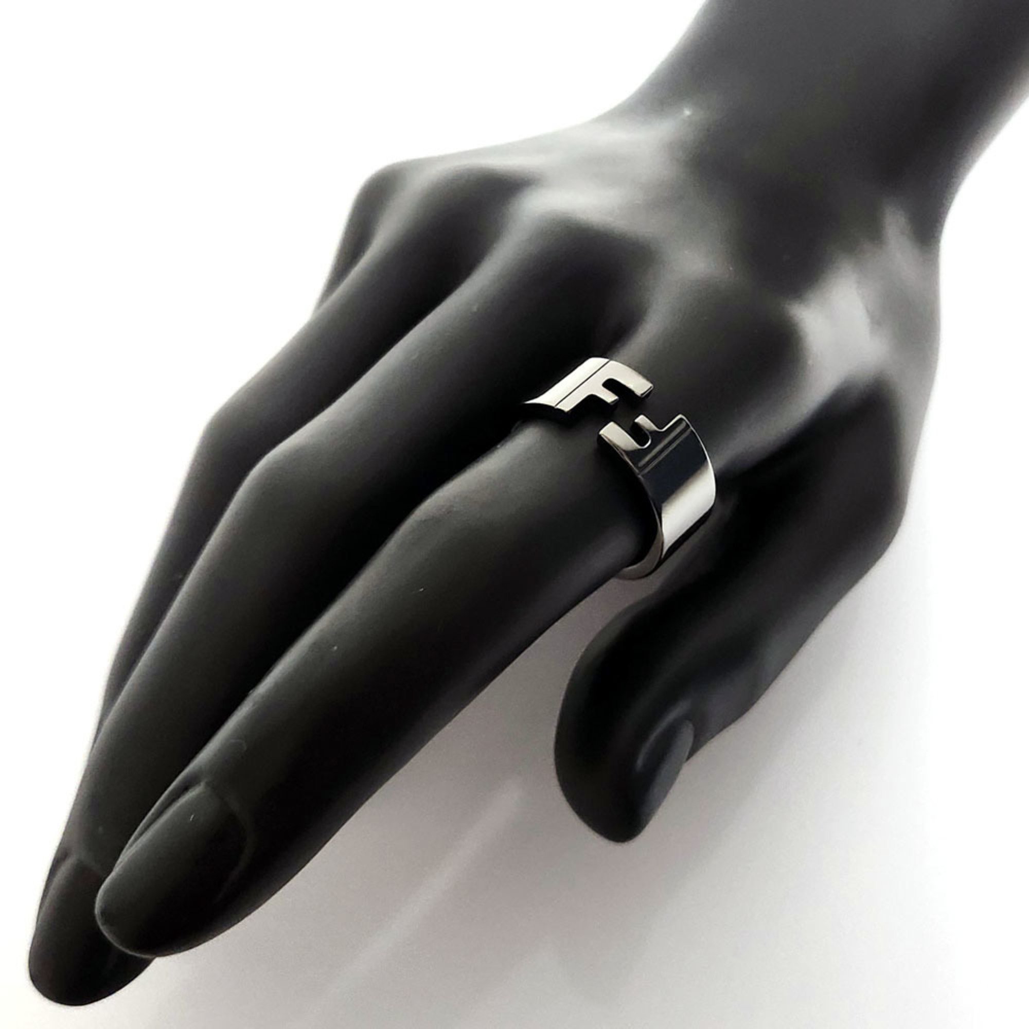 FENDI FF Ring Gunmetallic Metal Men's