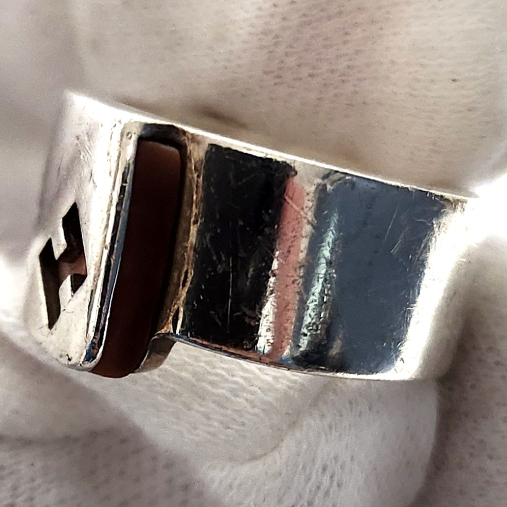 Hermes HERMES Candy Ring SV Silver Orange 925 Stamp (Sterling 925) Ladies