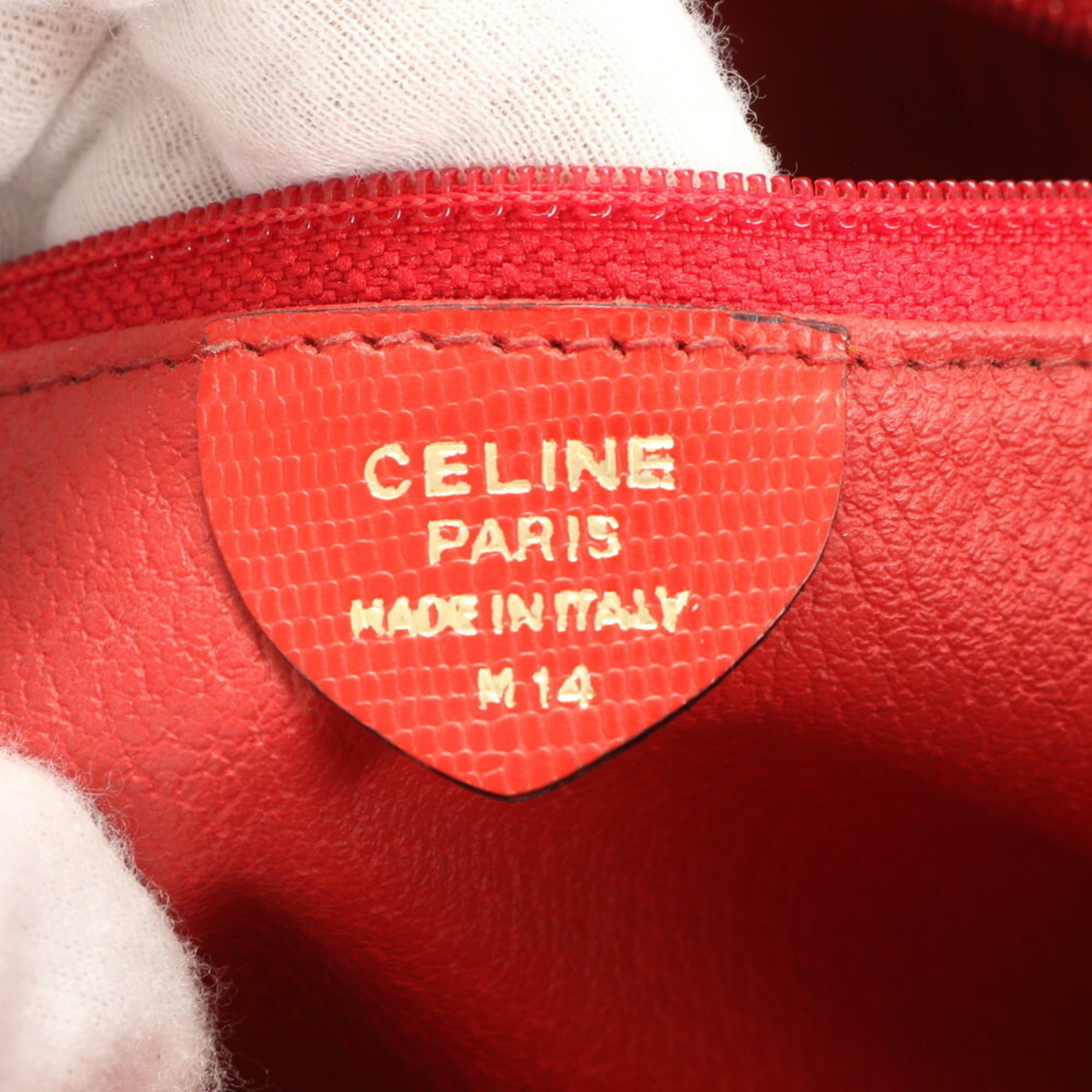 Celine Circle Leather Shoulder Bag Crossbody Hand Red Women's