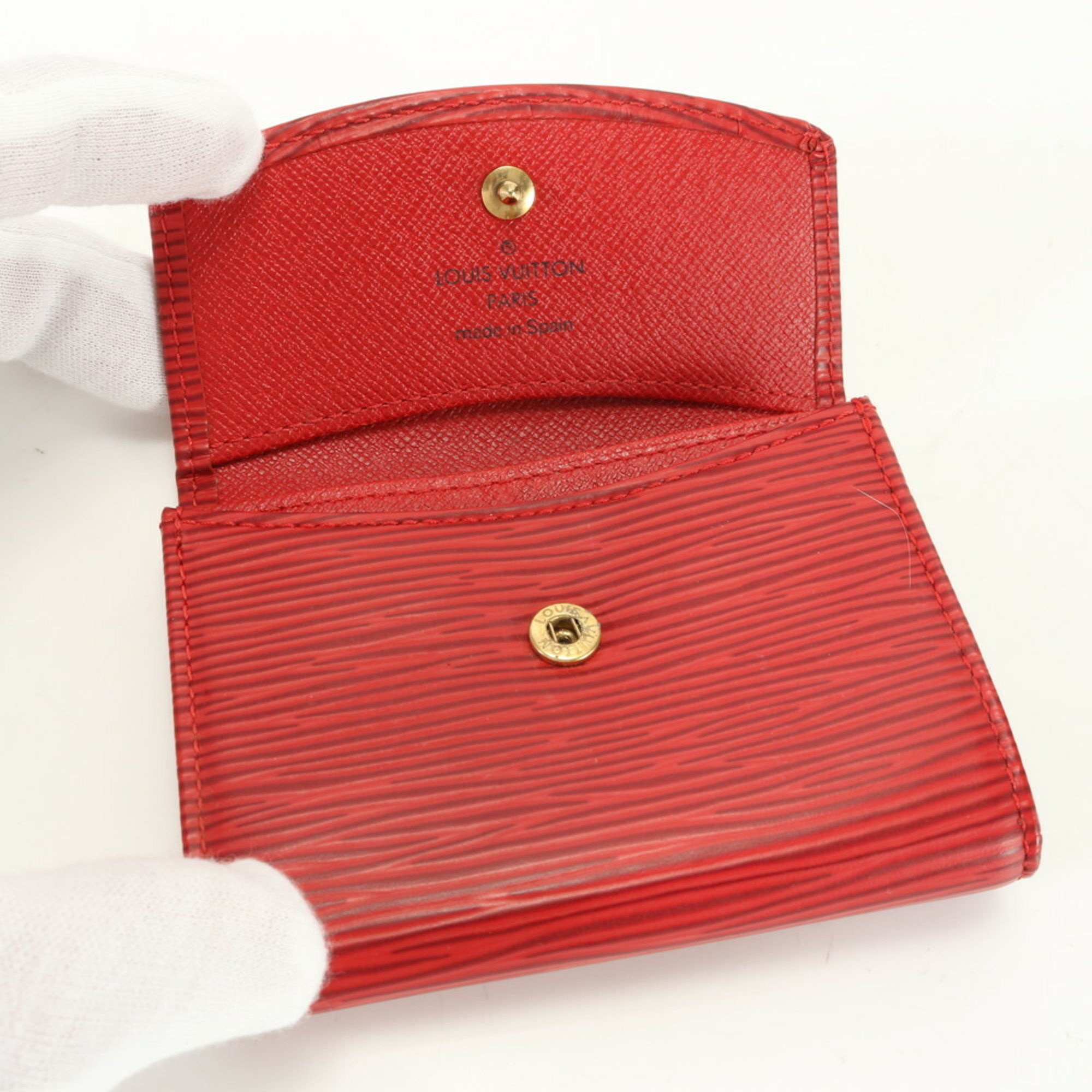 Louis Vuitton Epi Porte Monnaie Sembour Rouge M6341E Leather Wallet/Coin Case Bi-fold Compact EEY AJ8-10