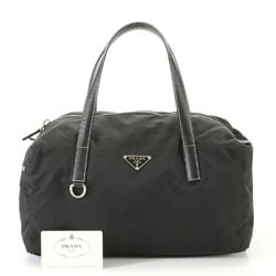 Prada with guarantee BR2394 Boston Tessuto nylon saffiano leather handbag black for women