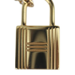 HERMES O'Kelly PM Necklace Metal Swift Leather Pink Gold Padlock Motif Pendant D Engraved