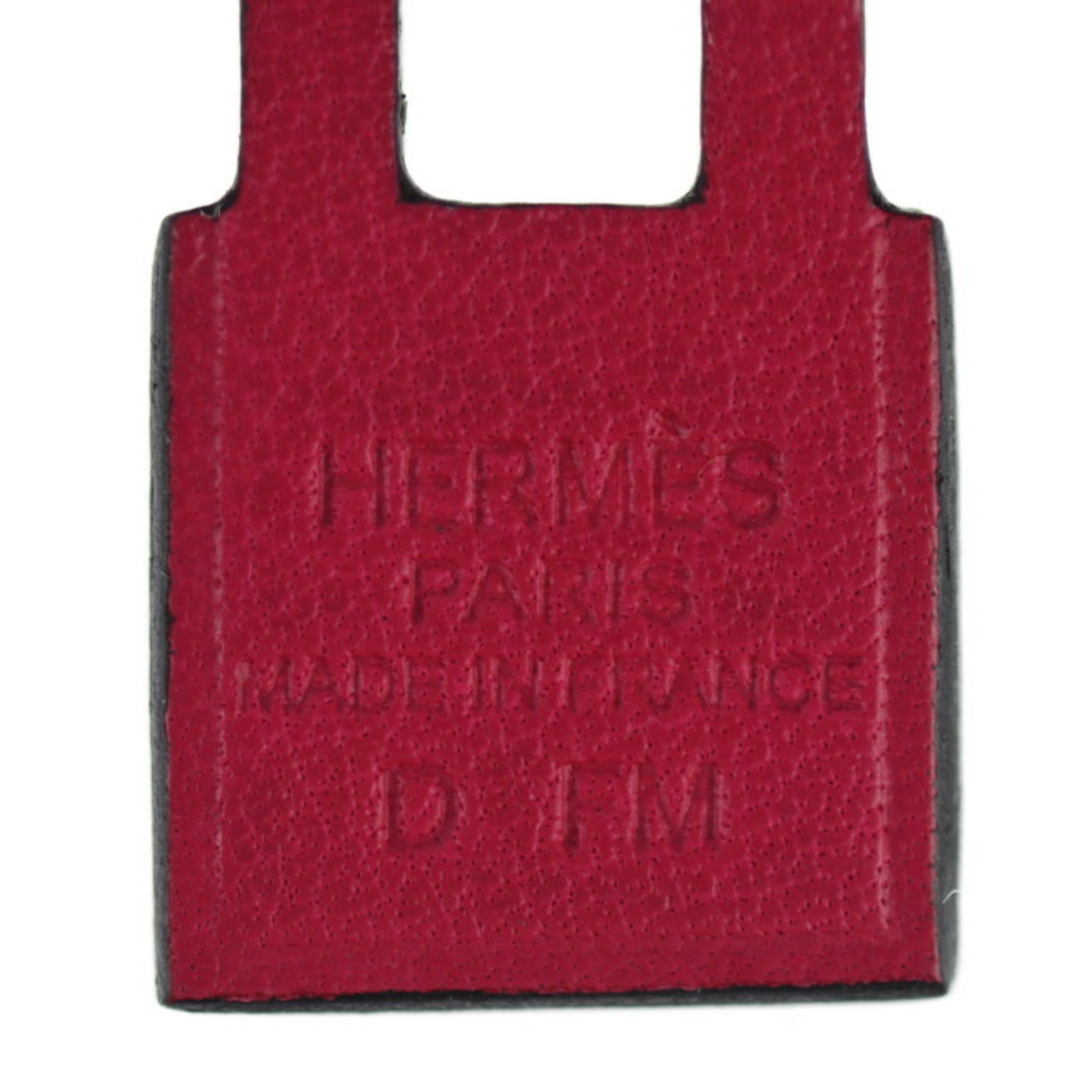 HERMES O'Kelly PM Necklace Metal Swift Leather Pink Gold Padlock Motif Pendant D Engraved