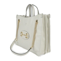 GUCCI Horsebit 1955 Medium Tote Bag Handbag 621144 Leather Ivory Shoulder