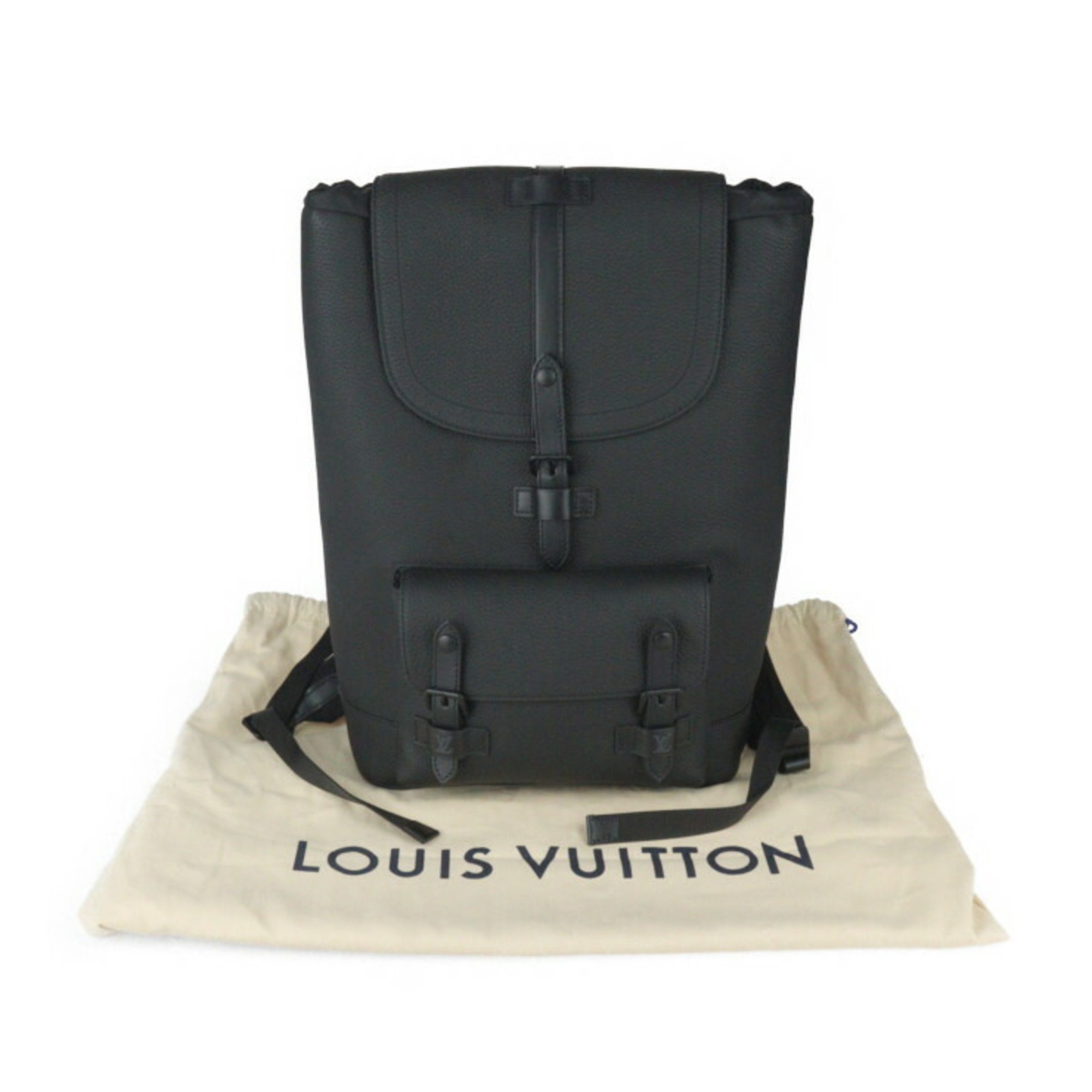 LOUIS VUITTON Louis Vuitton Christopher Backpack Rucksack/Daypack M58644 Taurillon Leather Black