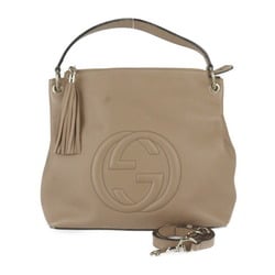 GUCCI Soho Handbag 408825 Leather Beige Shoulder Bag Tassel