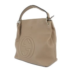 GUCCI Soho Handbag 408825 Leather Beige Shoulder Bag Tassel