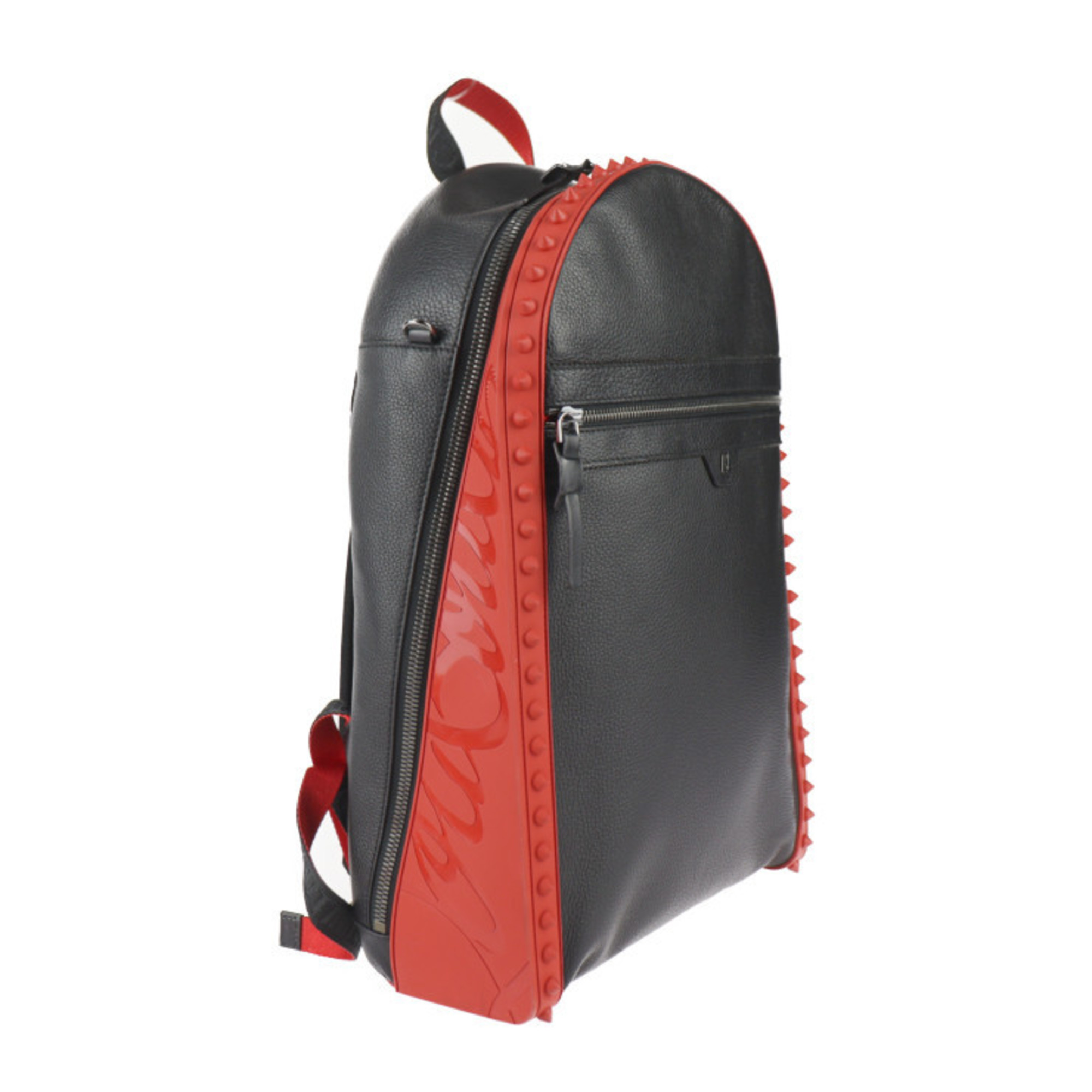 Christian Louboutin BACKPARIS Backpack/Daypack 1225145 Leather Rubber Black Red Backpack Spike Studs