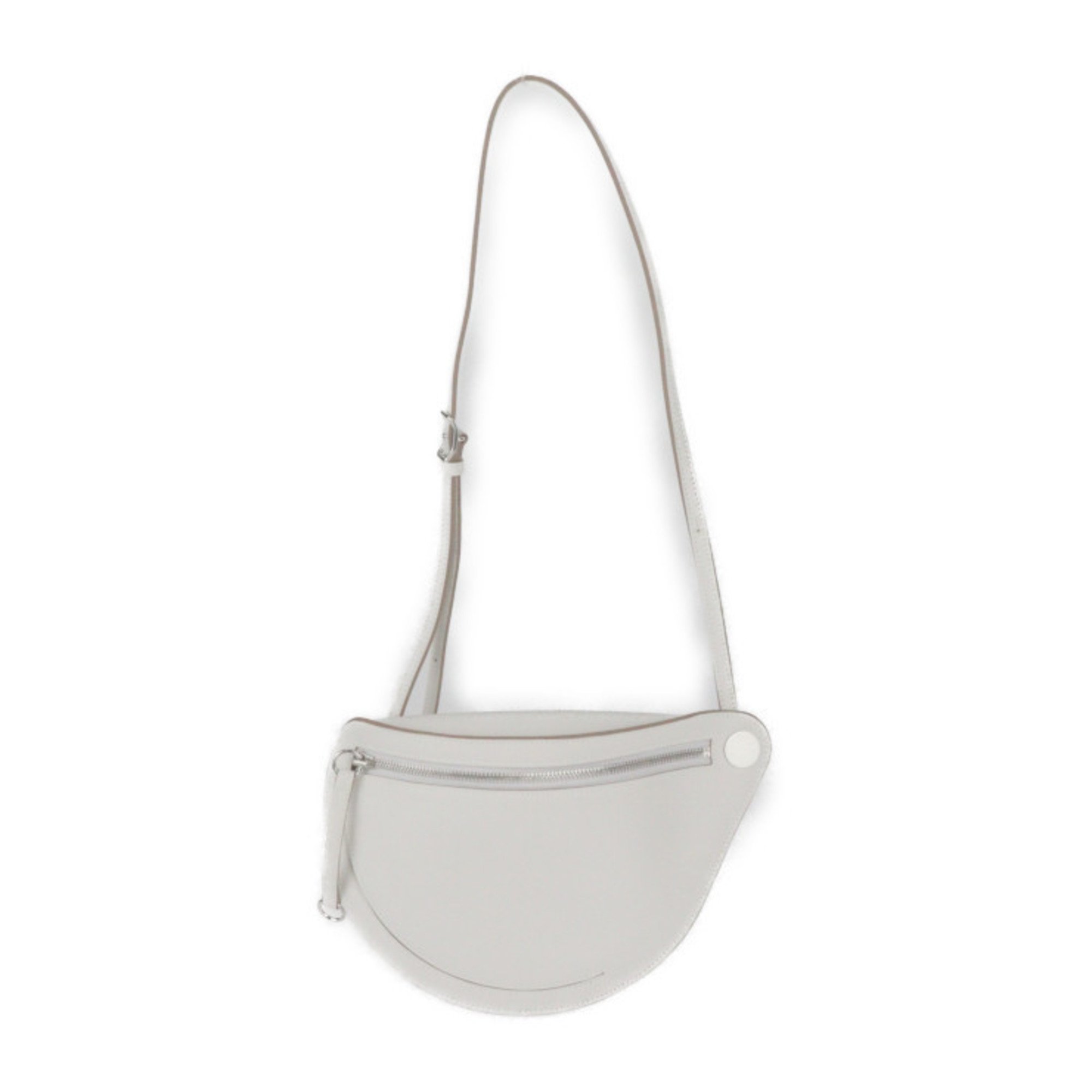 HERMES Petite Course Shoulder Bag H084847CK Epsom Leather Gripere White Pochette B Stamp