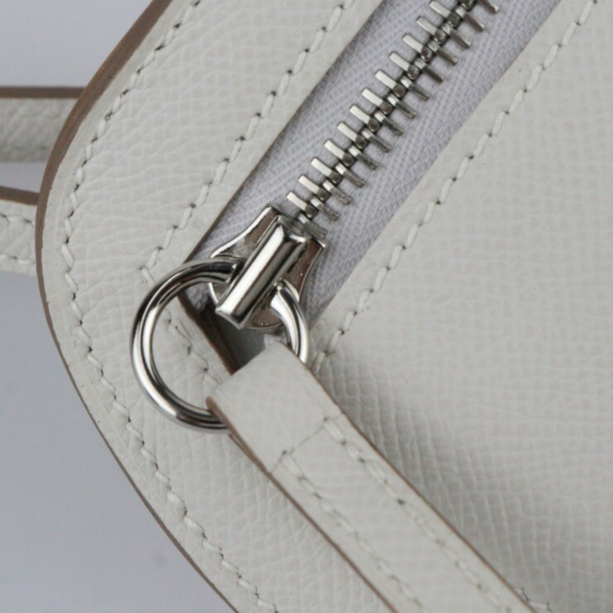 HERMES Petite Course Shoulder Bag H084847CK Epsom Leather Gripere White Pochette B Stamp