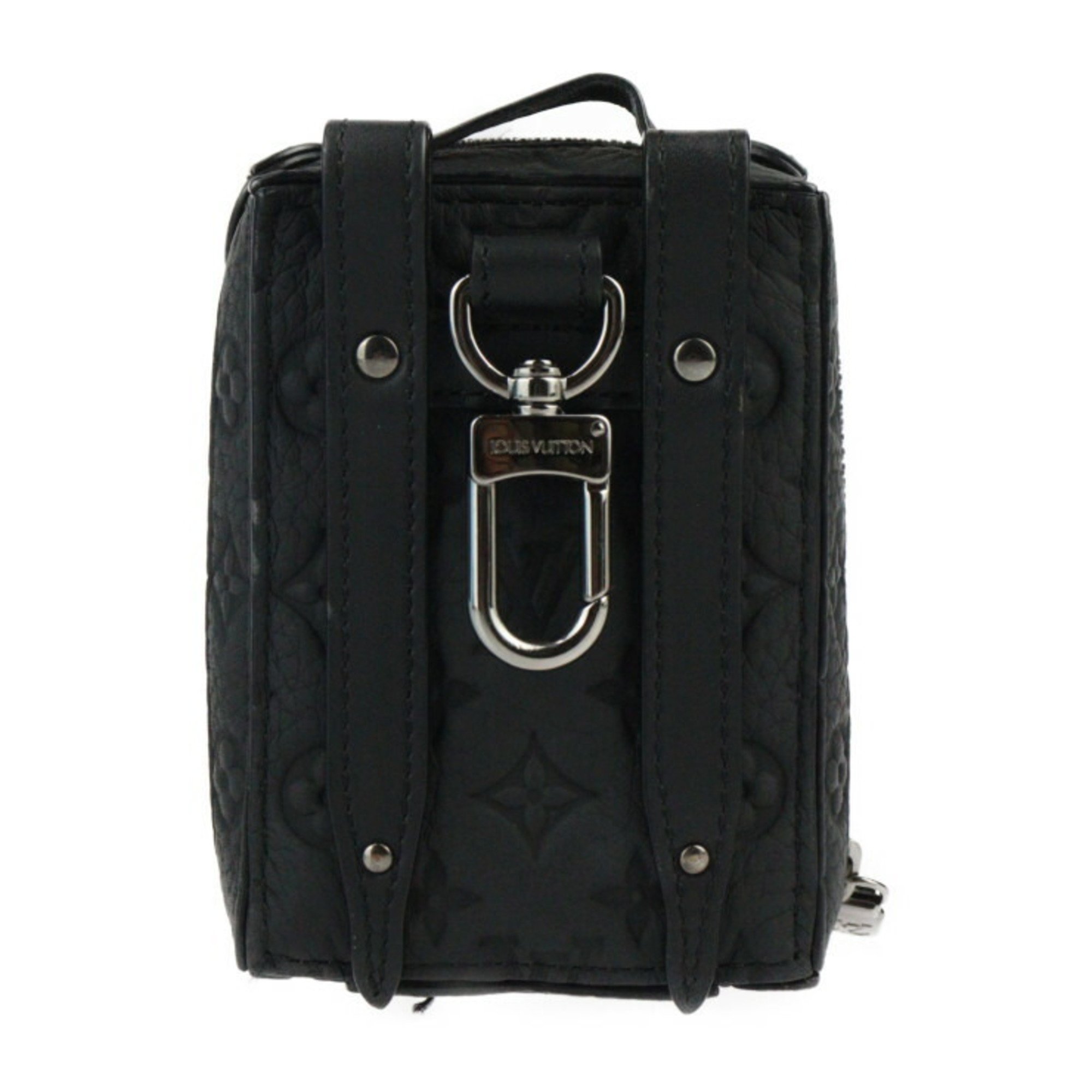 LOUIS VUITTON Louis Vuitton Porto Cle Backpack Trunk Monogram Keychain M00850 Taurillon Leather Black Bag Charm