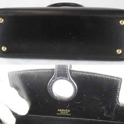 HERMES Hermes Dalvi G engraved handbag leather black ladies