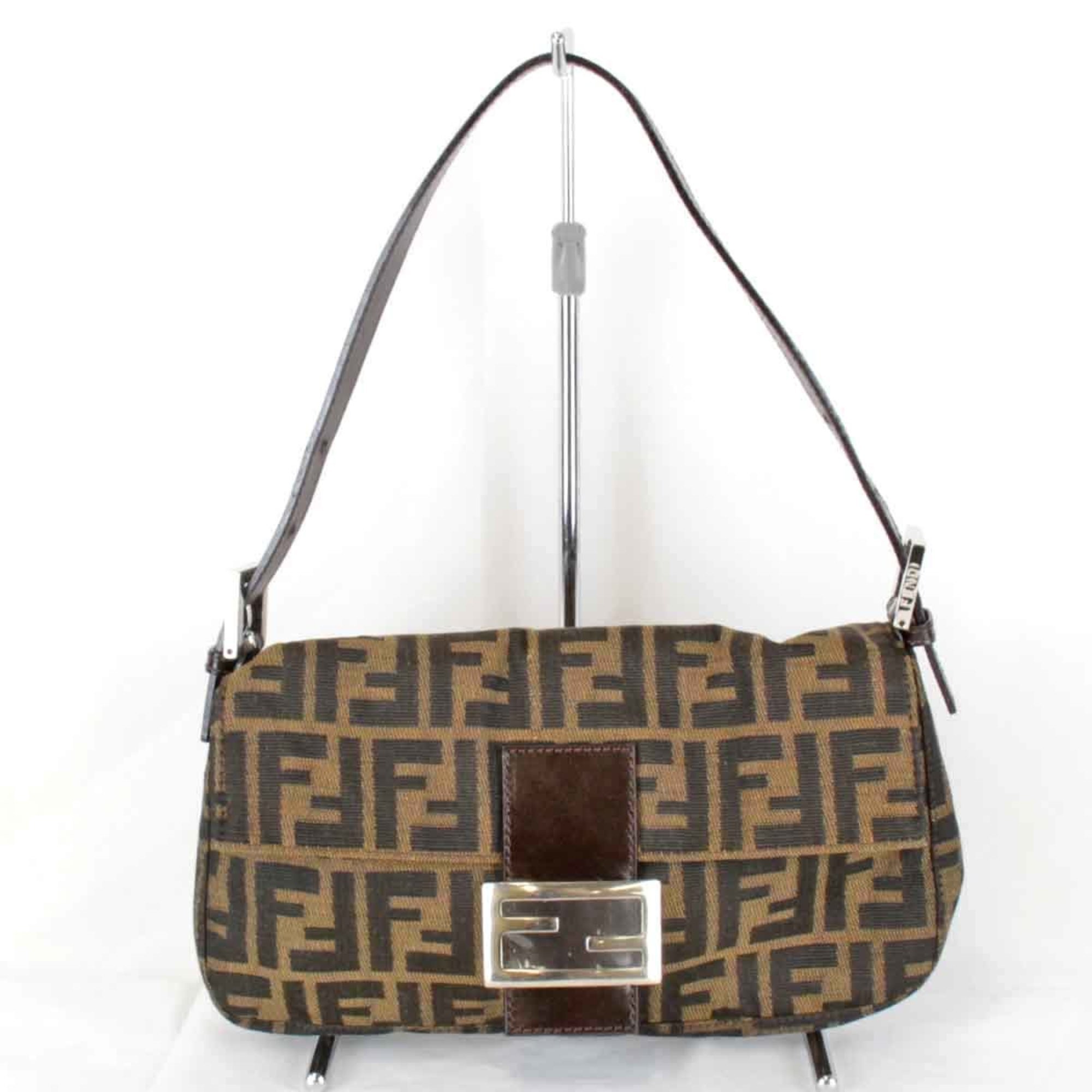 FENDI ZUCCA Mamma Bucket Shoulder Bag Canvas Brown Women's