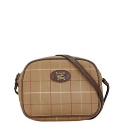 Burberry Check Shoulder Bag Khaki Brown Canvas Leather Women's BURBERRY