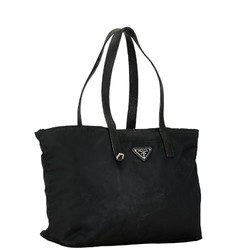 Prada Triangle Plate Handbag Tote Bag Black Nylon Leather Women's PRADA