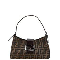 FENDI ZUCCA BAG HANDBAGS BROWN CANVAS LEATHER WOMEN'S