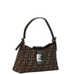 FENDI ZUCCA BAG HANDBAGS BROWN CANVAS LEATHER WOMEN'S