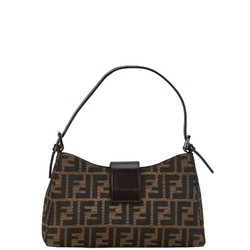 FENDI ZUCCA BAG HANDBAGS BROWN CANVAS LEATHER WOMEN'S