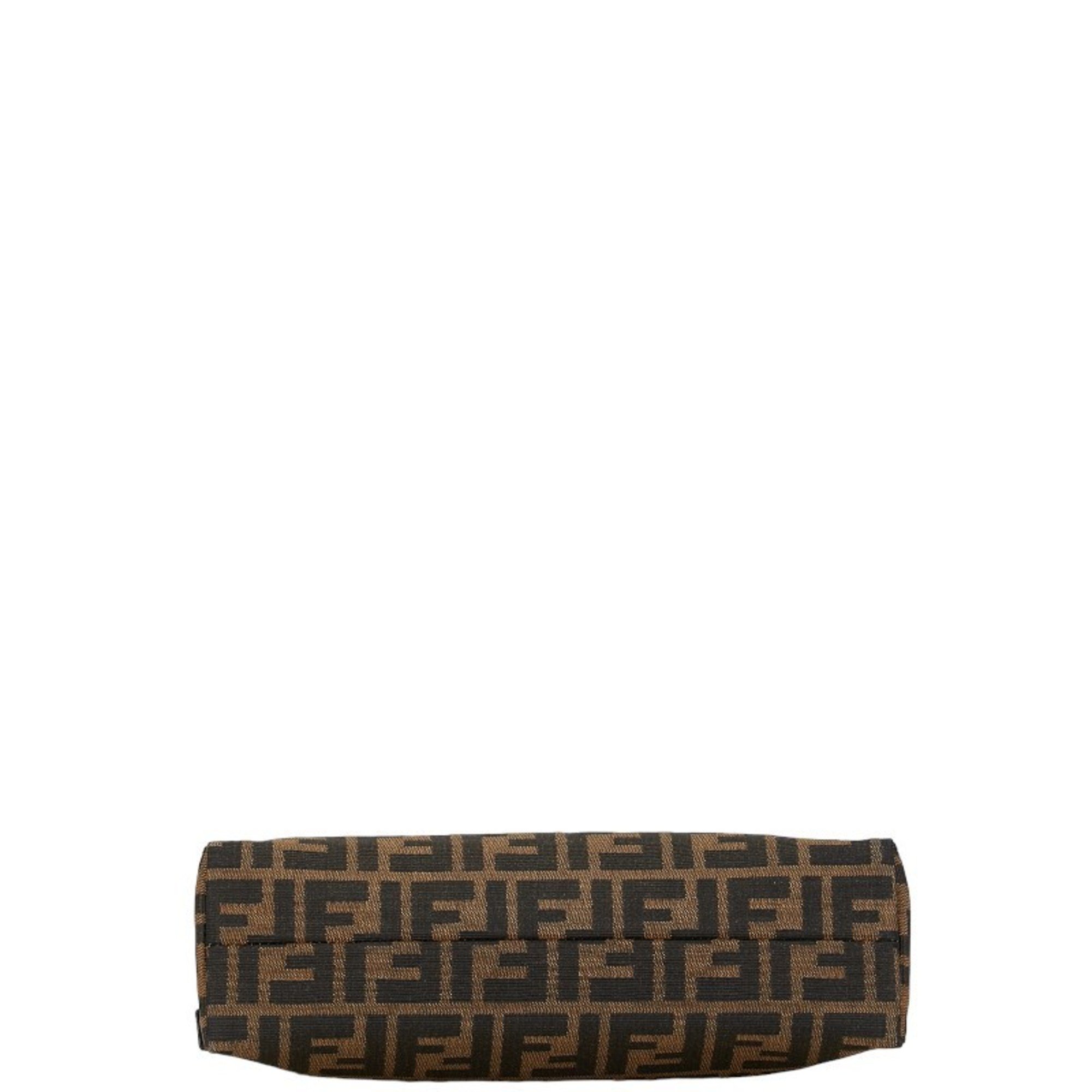 FENDI ZUCCA BAG HANDBAGS BROWN CANVAS LEATHER WOMEN'S