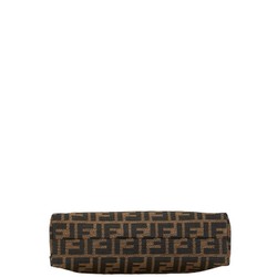 FENDI ZUCCA BAG HANDBAGS BROWN CANVAS LEATHER WOMEN'S