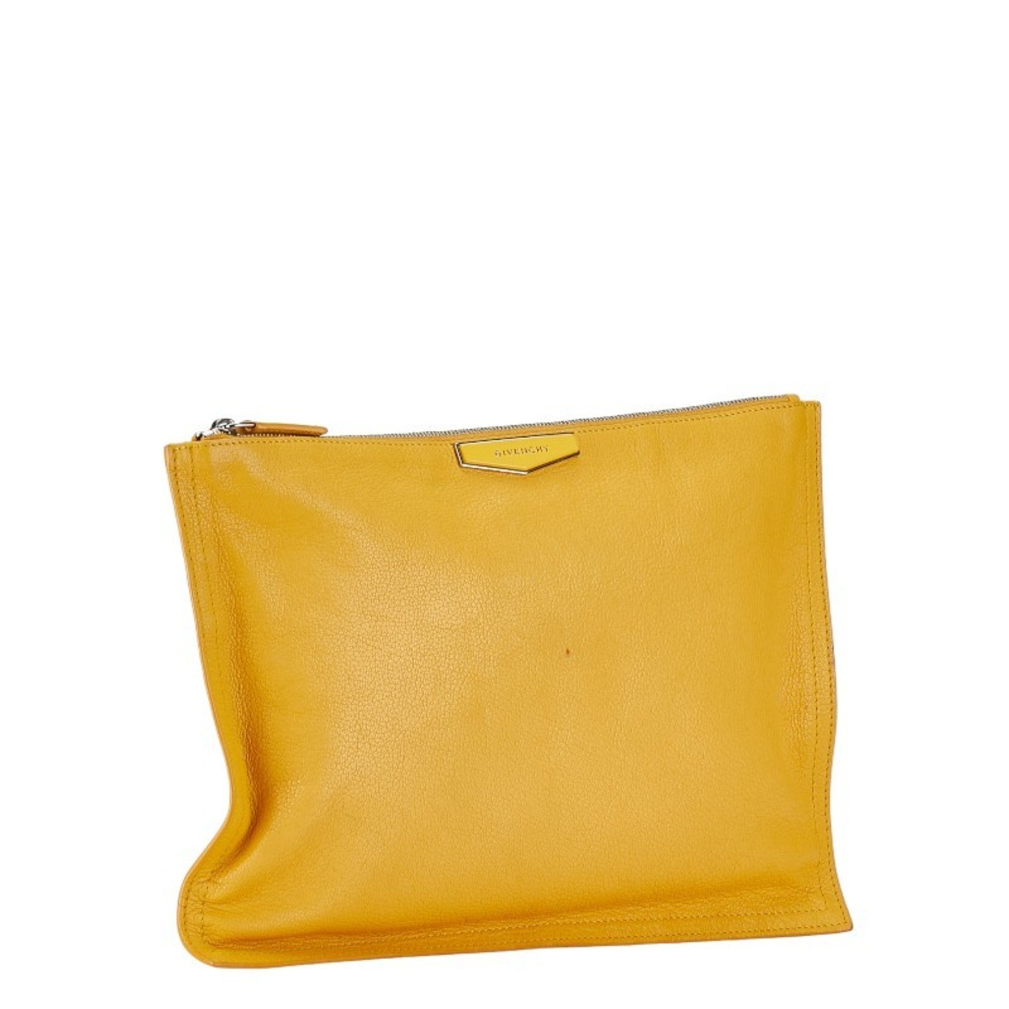 Givenchy Clutch Bag Second TE0134 Yellow Leather Women's