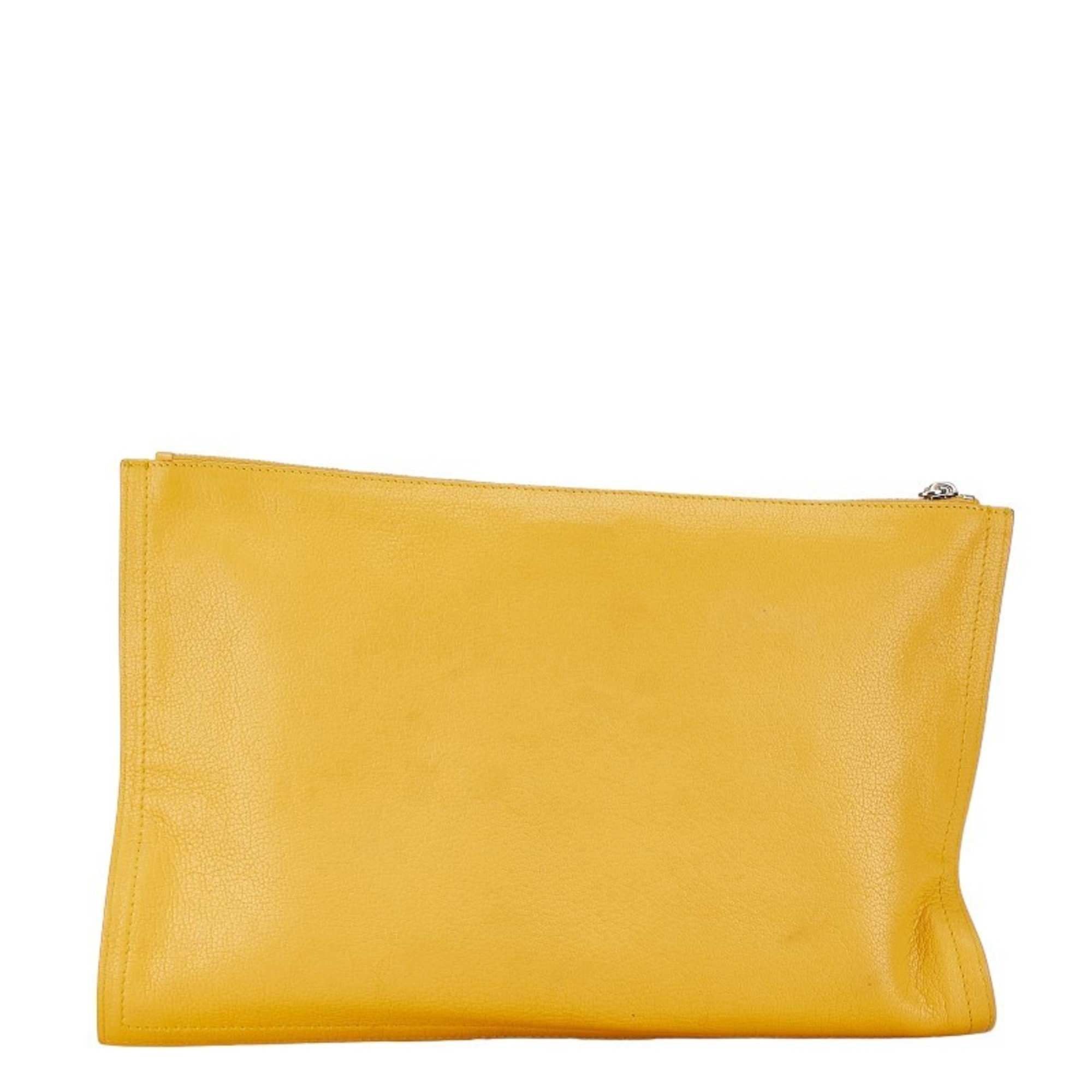 Givenchy Clutch Bag Second TE0134 Yellow Leather Women's